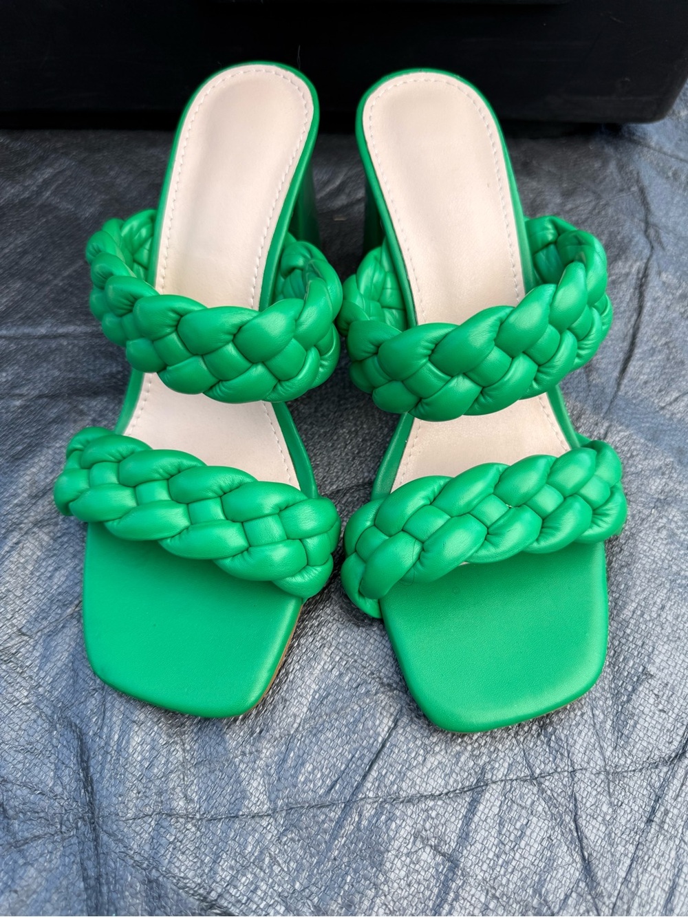 Braided Slide Sandals in Green